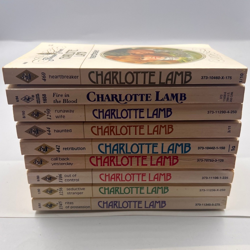 Charlotte Lamb Harlequin Presents Vintage Paperback Book Lot of 9 Romance Novels